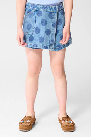 denim spijkerrok met stippen blauw