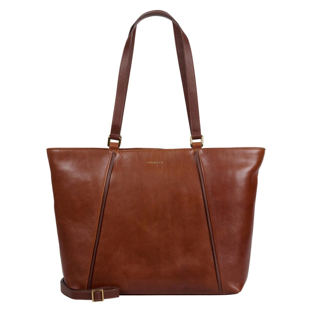 BURKELY 15.6 inch leren shopper Fine Florence cognac