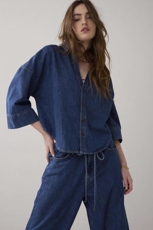 denim blouse dark blue denim