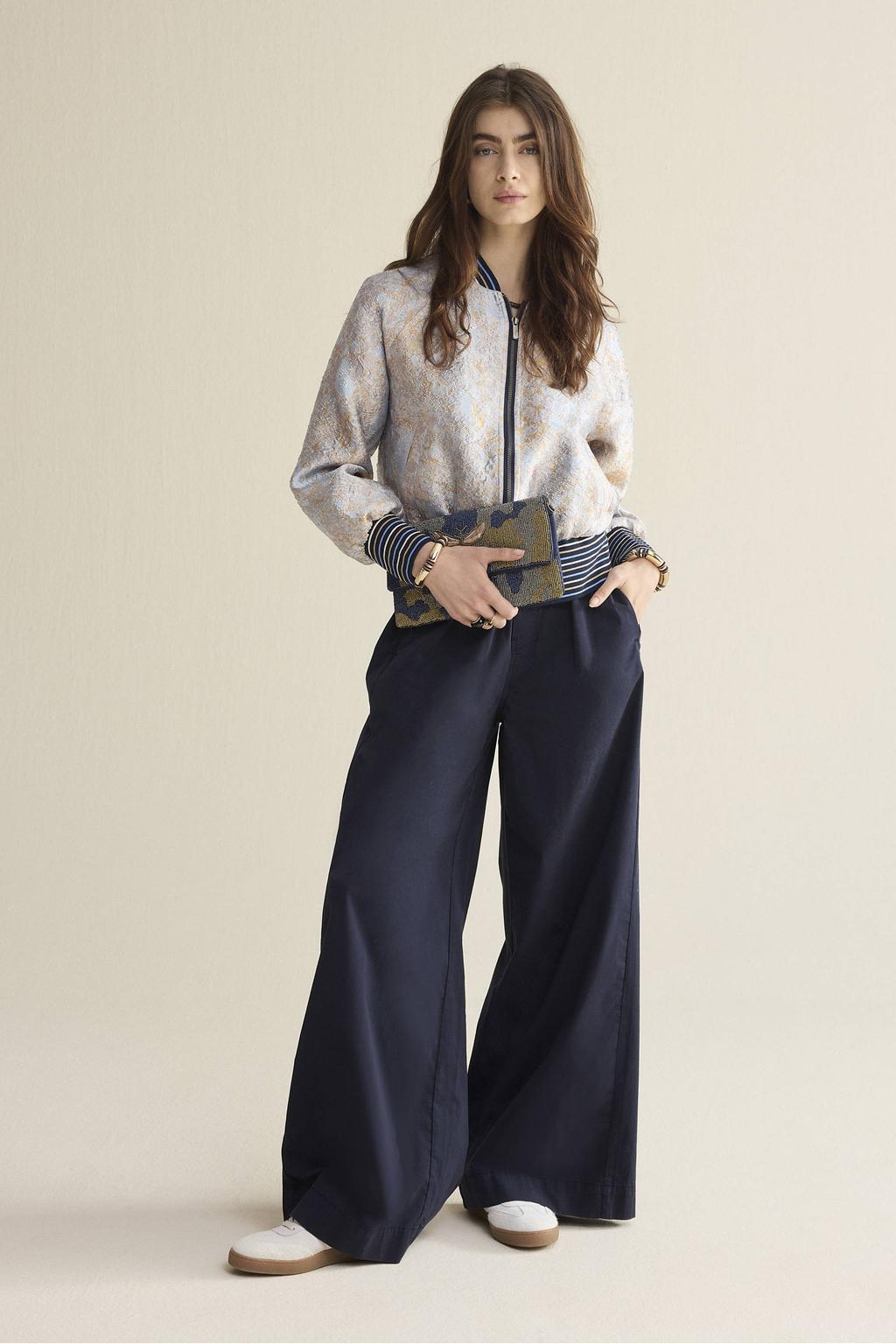 Multikleurige dames Summum bomberjack van polyester met lange mouwen, V-hals en jacquard