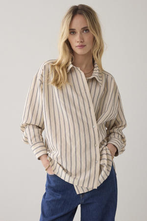 gestreepte blouse beige
