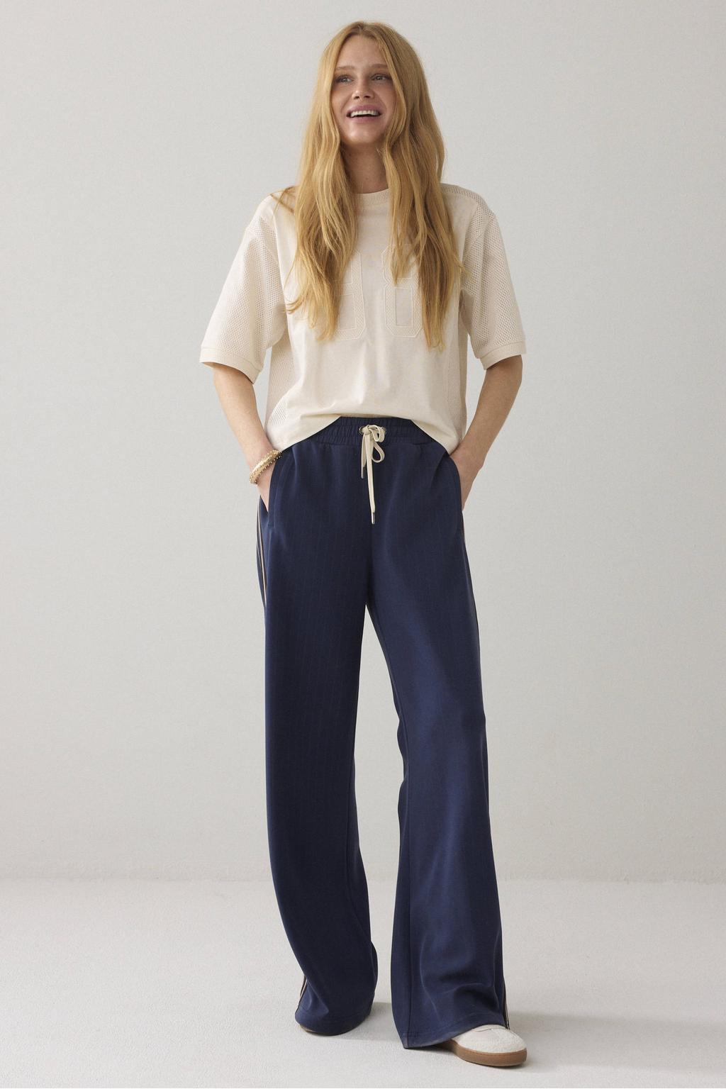 Ecru dames Summum top met effen, driekwart mouwen, ronde hals en mesh