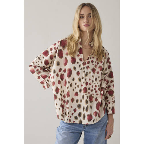Summum top met dierenprint ecru afbeelding