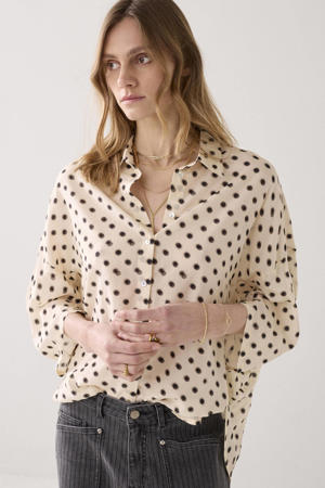 blouse met stippen crème