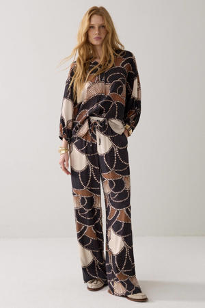 wide leg regular waist broek multi