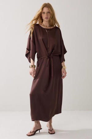 midi jurk bruin