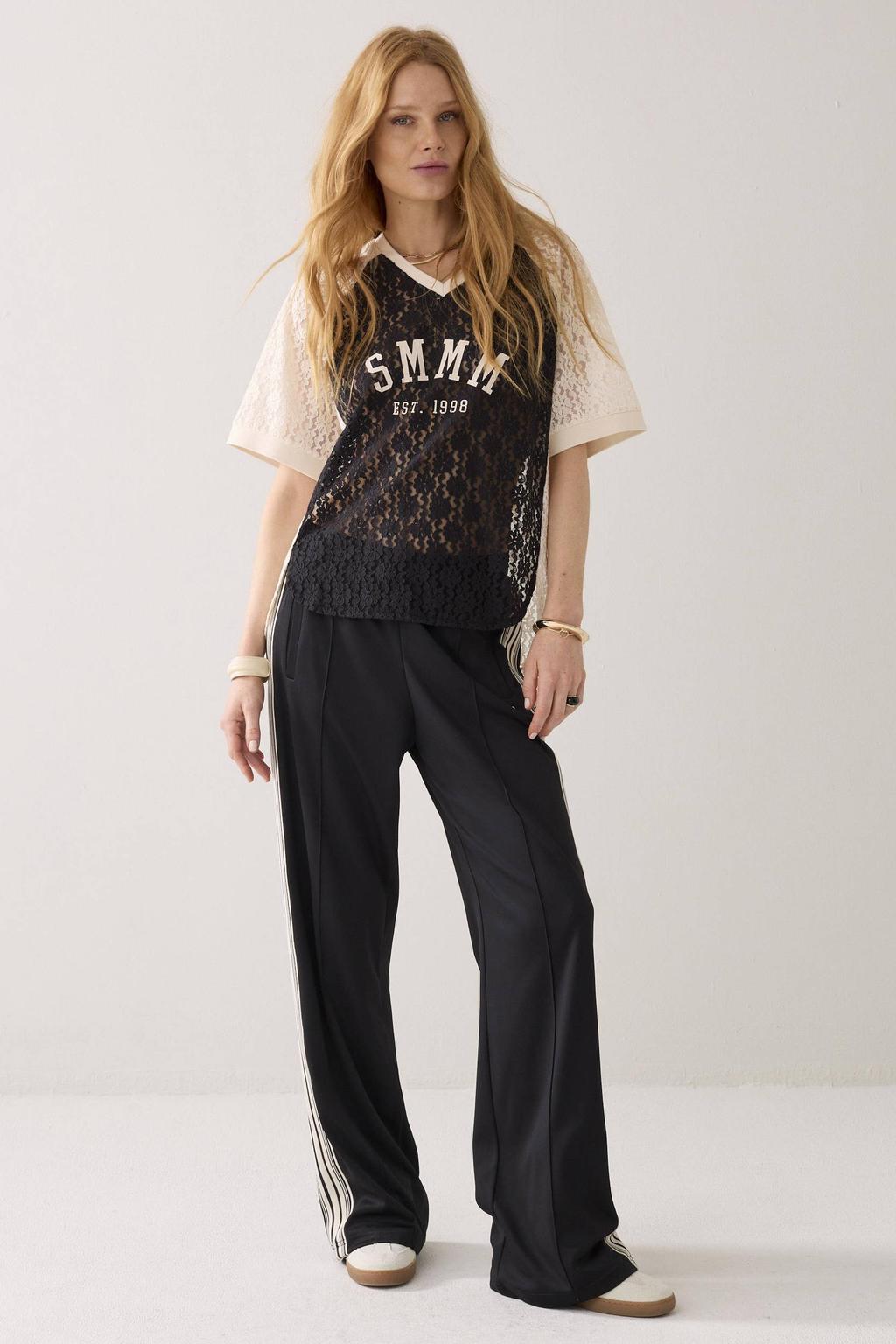 Zwart en ecru dames Summum top van polyester