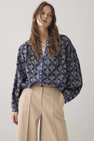 wide leg regular waist broek beige