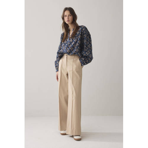 Summum wide leg regular waist broek beige afbeelding