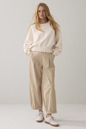 barrel regular waist broek beige