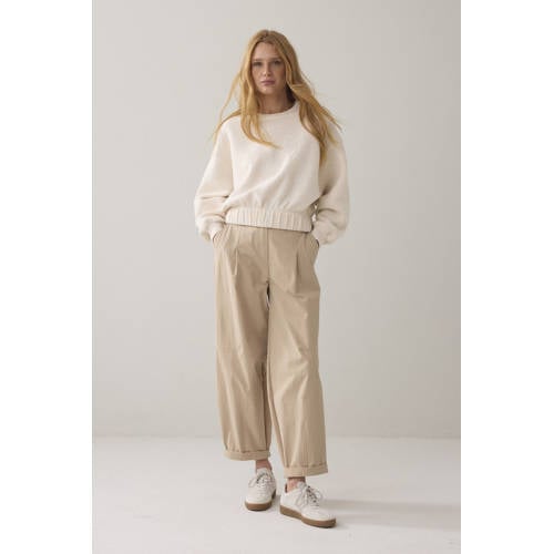 Summum barrel regular waist broek beige afbeelding