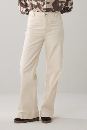 denim regular waist flared broek ecru