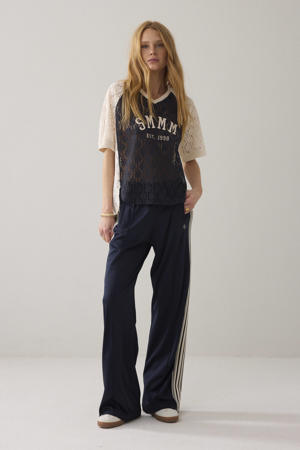 wide leg regular waist broek donkerblauw