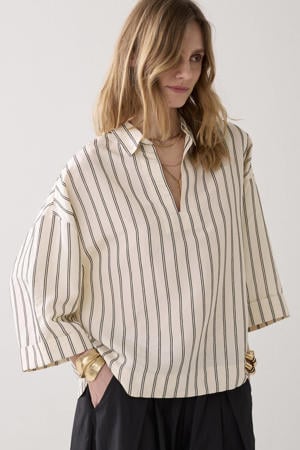 gestreepte top crème