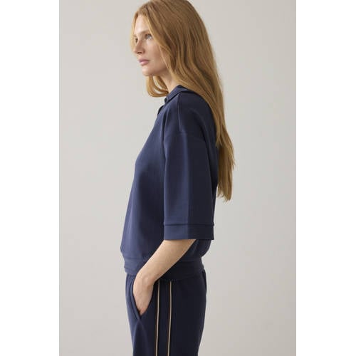 Summum top met krijtstreep donkerblauw afbeelding