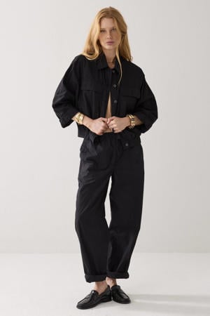 baggy regular waist broek zwart