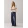Summum wide leg regular waist broek met krijtstreep donkerblauw