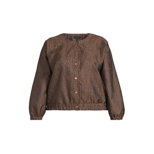 GREAT LOOKS jacquard bomberjack met bloemenmotief bruin afbeelding