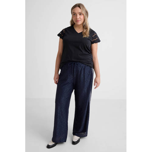 ONLY CARMAKOMA high waist broek donkerblauw afbeelding
