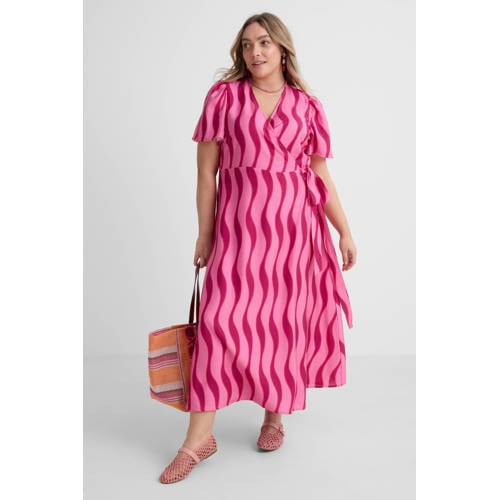 ONLY CARMAKOMA wikkel-/overslagjurk roze afbeelding