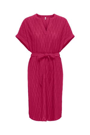 geruite midi jurk roze