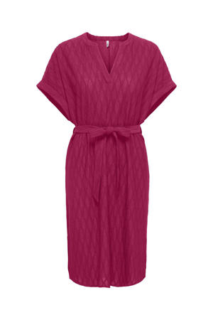 geruite midi jurk roze
