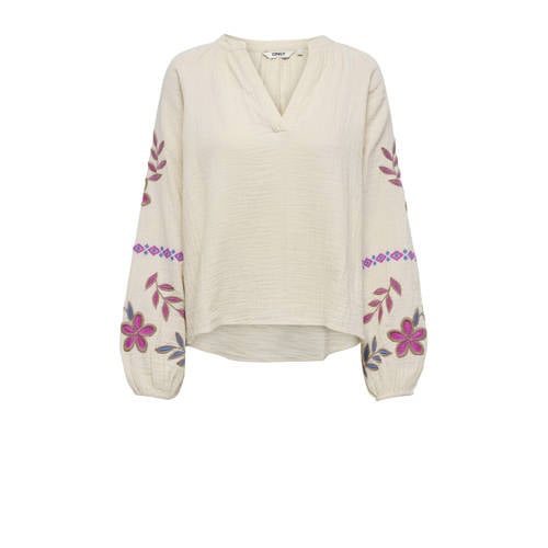 ONLY CARMAKOMA gebloemde top ecru afbeelding