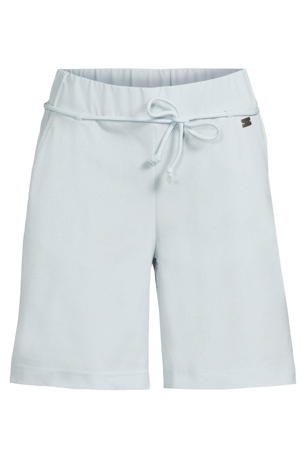 Lichtblauwe dames TQ-Amsterdam travelstof regular waist casual short met elastische tailleband en effen