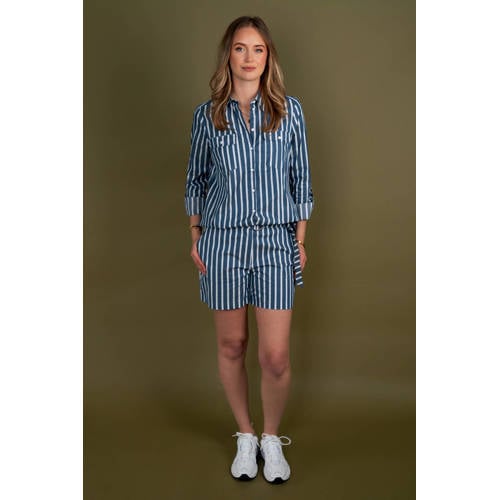 TQ-Amsterdam straight high waist gestreepte casual short blauw afbeelding