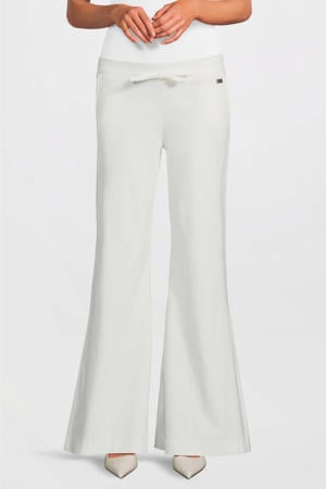 high waist flared broek wit