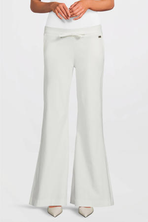 high waist flared broek wit