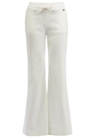 thumbnail: Witte dames TQ-Amsterdam high waist flared broek van viscose met elastische tailleband met koord en effen