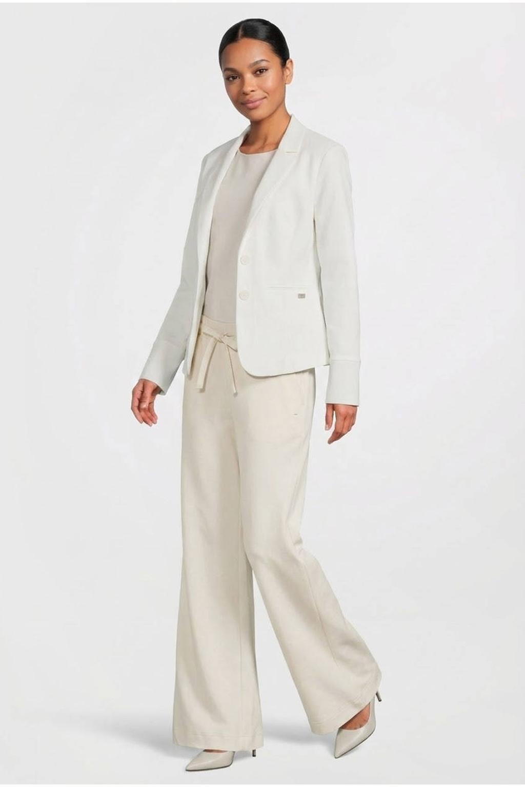 Witte dames TQ-Amsterdam getailleerde blazer van viscose met effen, lange mouwen, reverskraag en knoopsluiting
