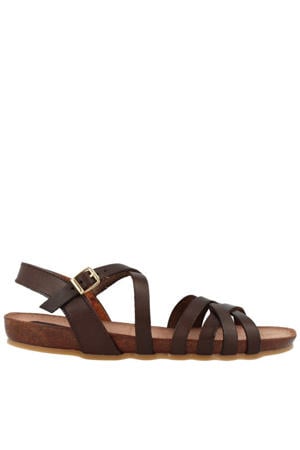leren sandalen donkerbuin