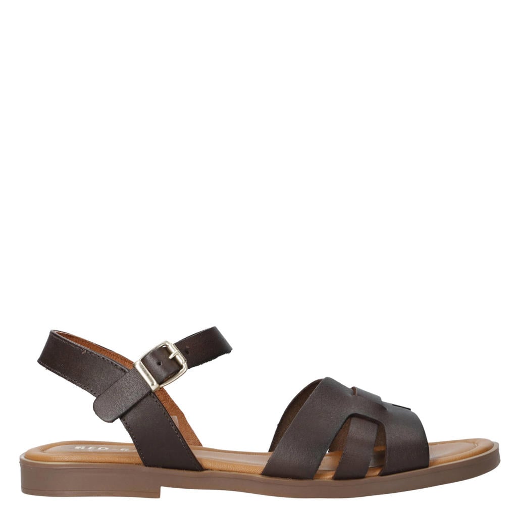 Donkerblauwe dames Red Rag leren sandalen met gesp