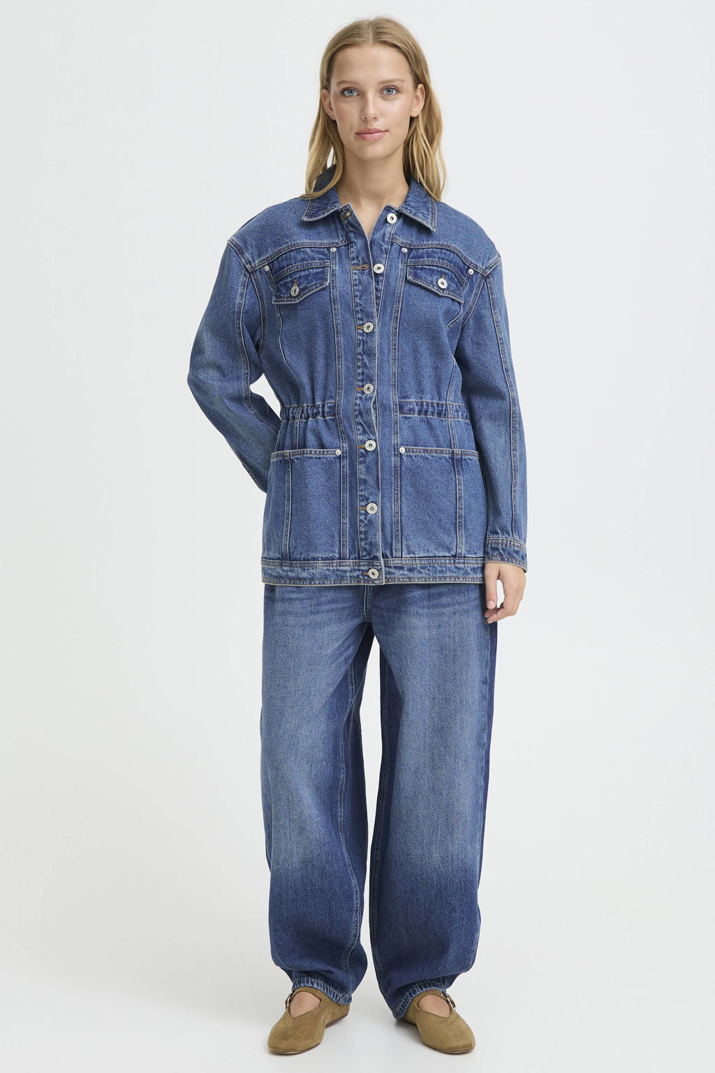 ICHI spijkerjas medium blue denim
