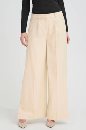 wide leg regular waist broek ecru