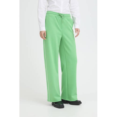 ICHI wide leg regular waist broek groen afbeelding