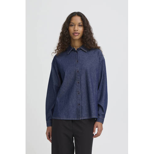 ICHI denim blouse dark blue denim afbeelding