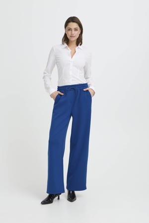 wide leg regular waist broek donkerblauw