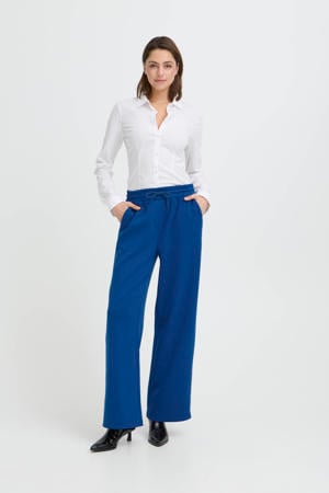 wide leg regular waist broek donkerblauw