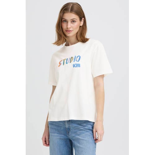 ICHI T-shirt ecru afbeelding