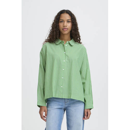 ICHI gestreepte blouse groen afbeelding