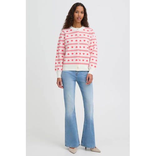 ICHI gebreid vest met hartjes rood afbeelding