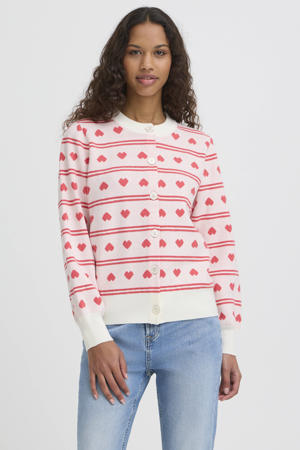 gebreid vest met hartjes rood