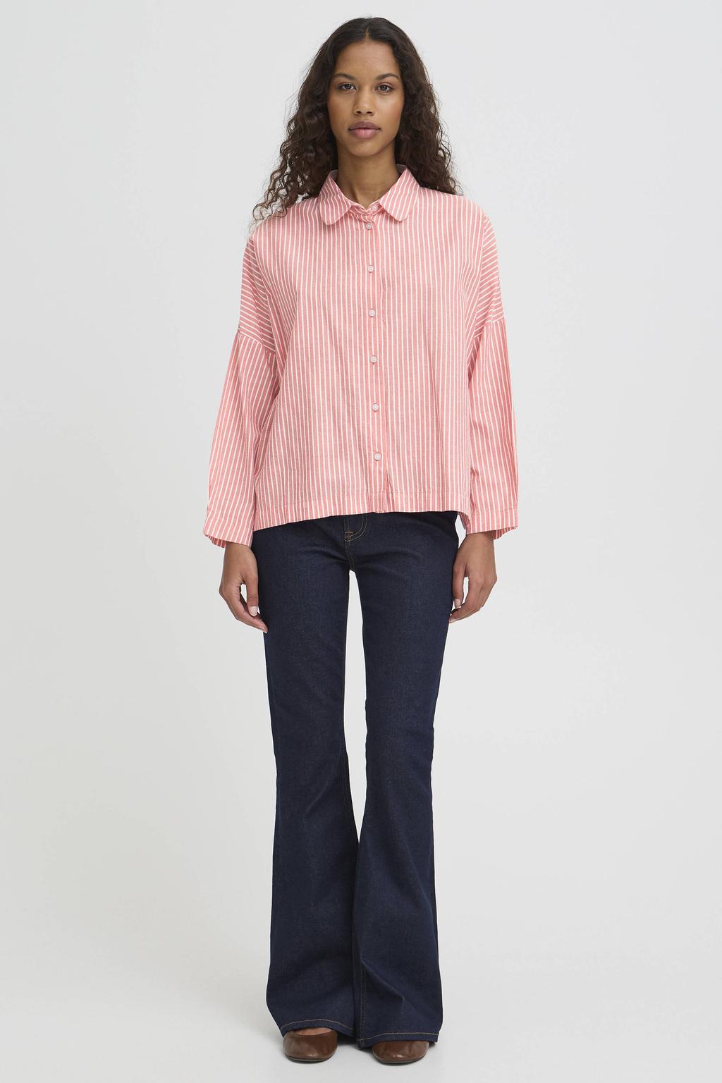 ICHI gestreepte blouse rood