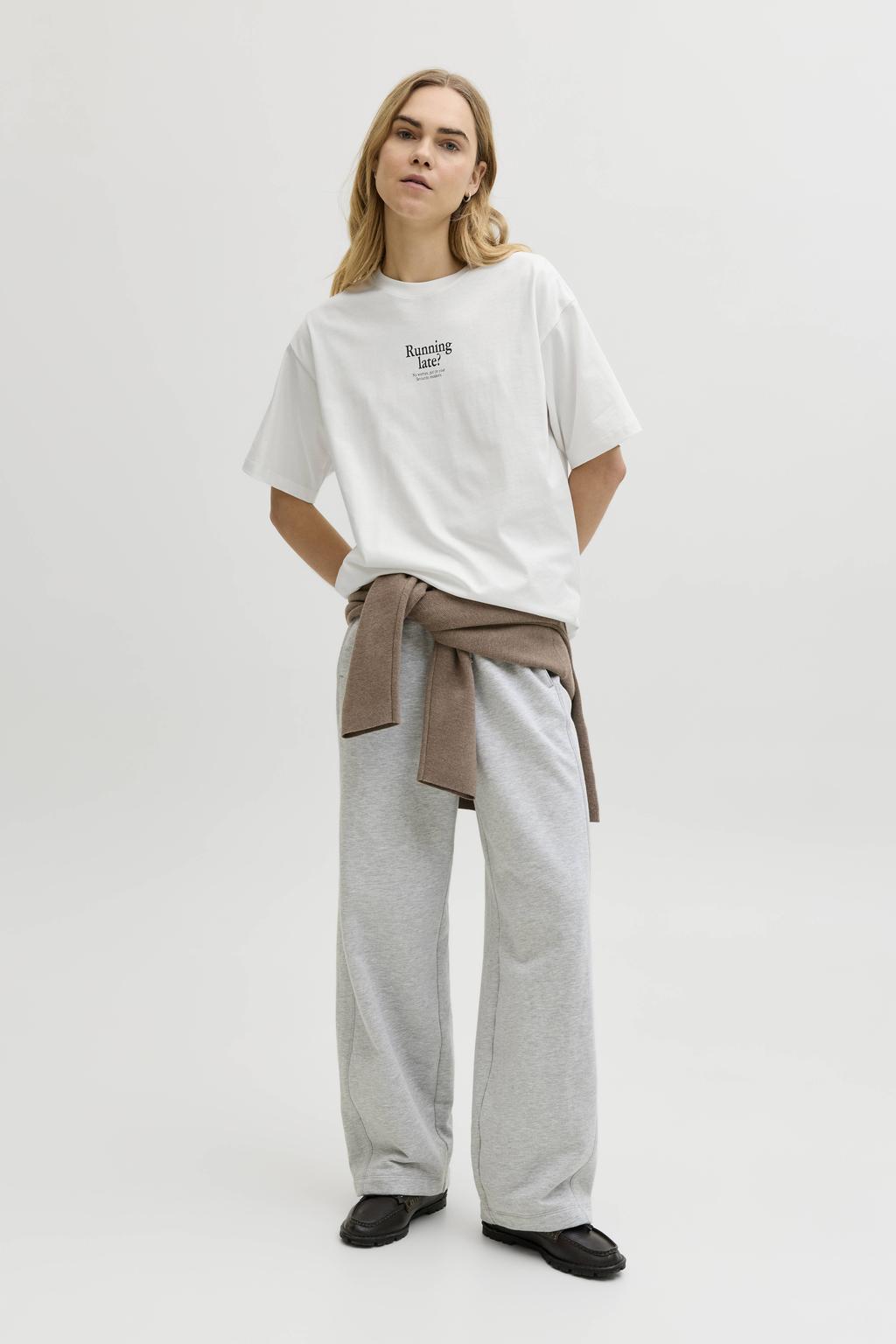 Witte dames JJXX T-shirt van katoen met backprint, korte mouwen en ronde hals
