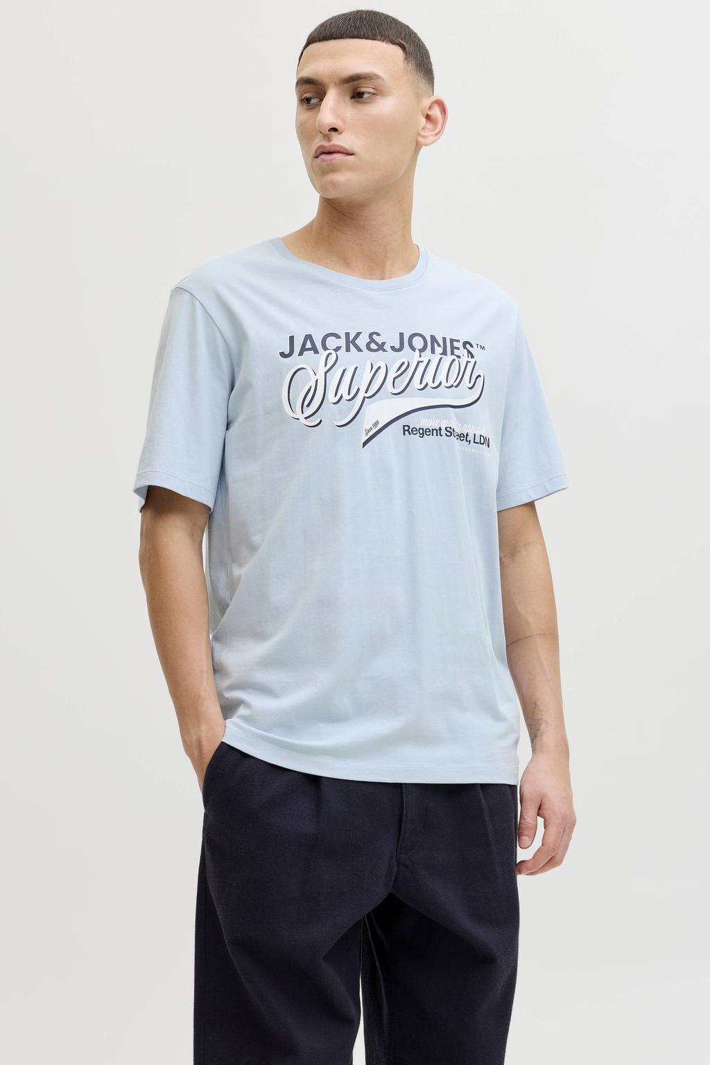 JACK & JONES ESSENTIALS regular T-shirt lichtblauw