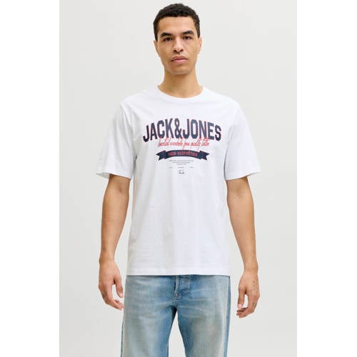 JACK & JONES ESSENTIALS regular T-shirt wit afbeelding