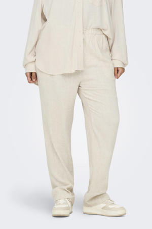 high waist casual broek met linnen ecru